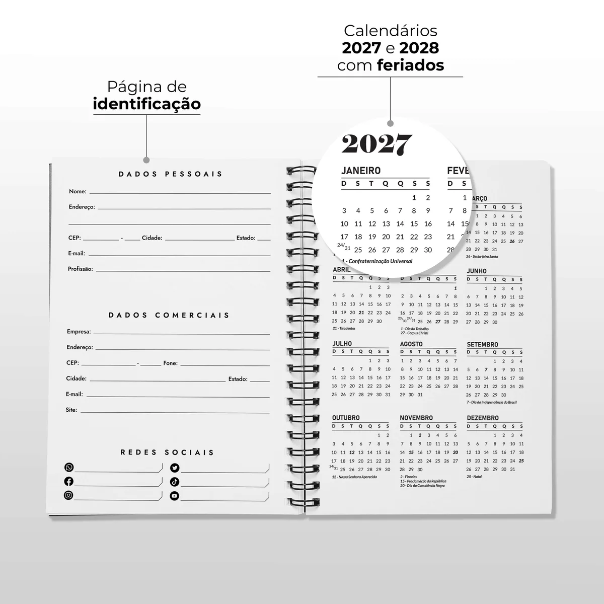 Agenda Personalizada Capa Dura 2027 com Logomarca 15x21 Tradicional — foto 5