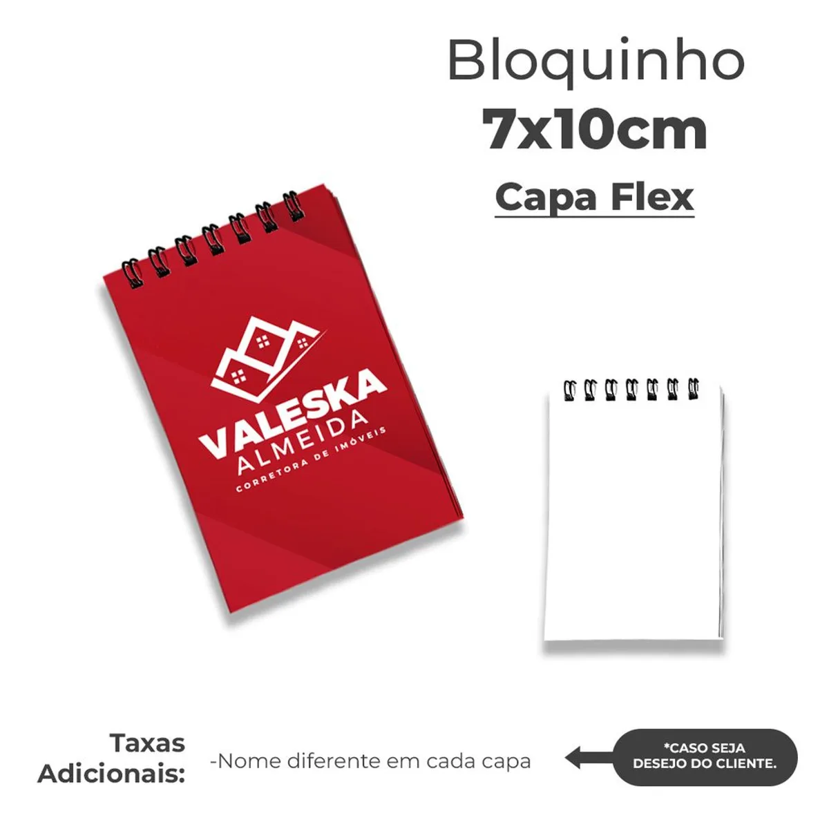 Bloquinho Capa Flex 7x10cm 50fls personalizado com logo