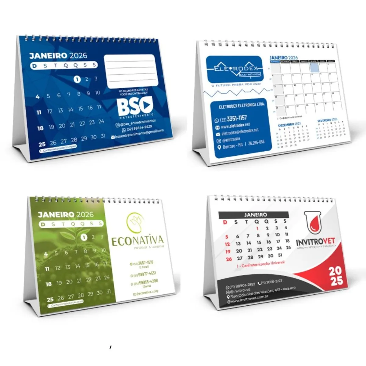 Calendário de Mesa 19x13cm 2027 personalizado com logo