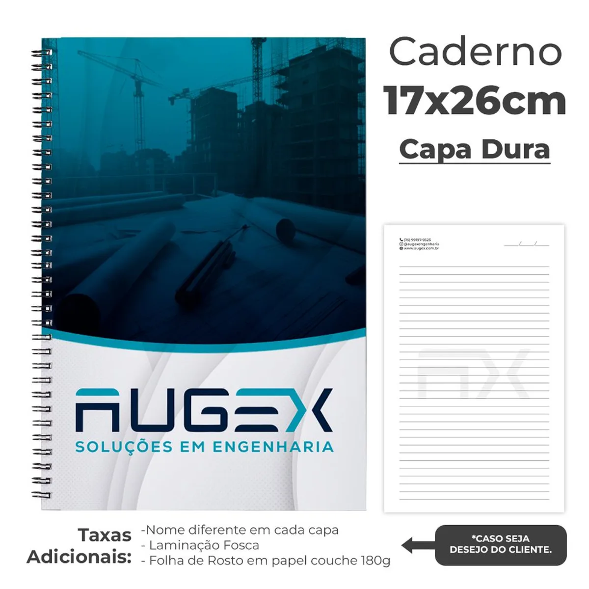 Caderno Corporativo 17x26cm capa dura 100fls personalizado com logo
