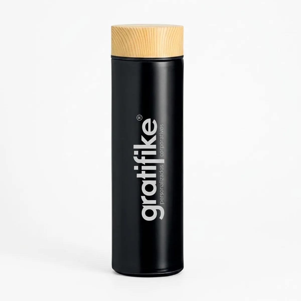 Garrafa Térmica 450ml tampa bambu personalizada com logo