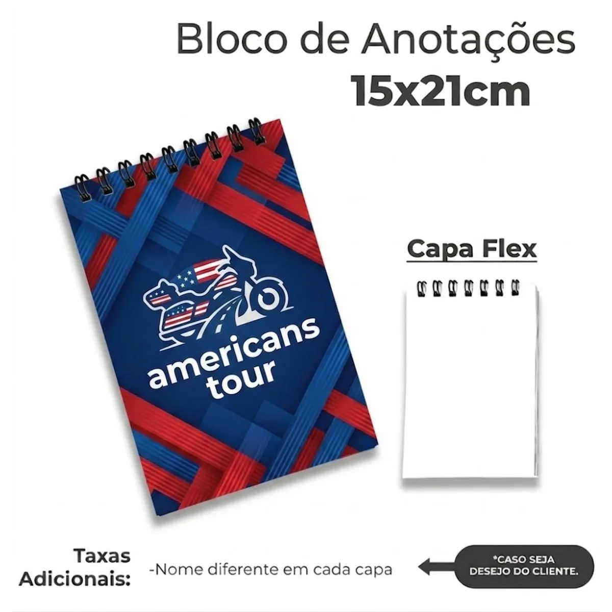 Bloco Capa Flex 15x21cm personalizado com logo