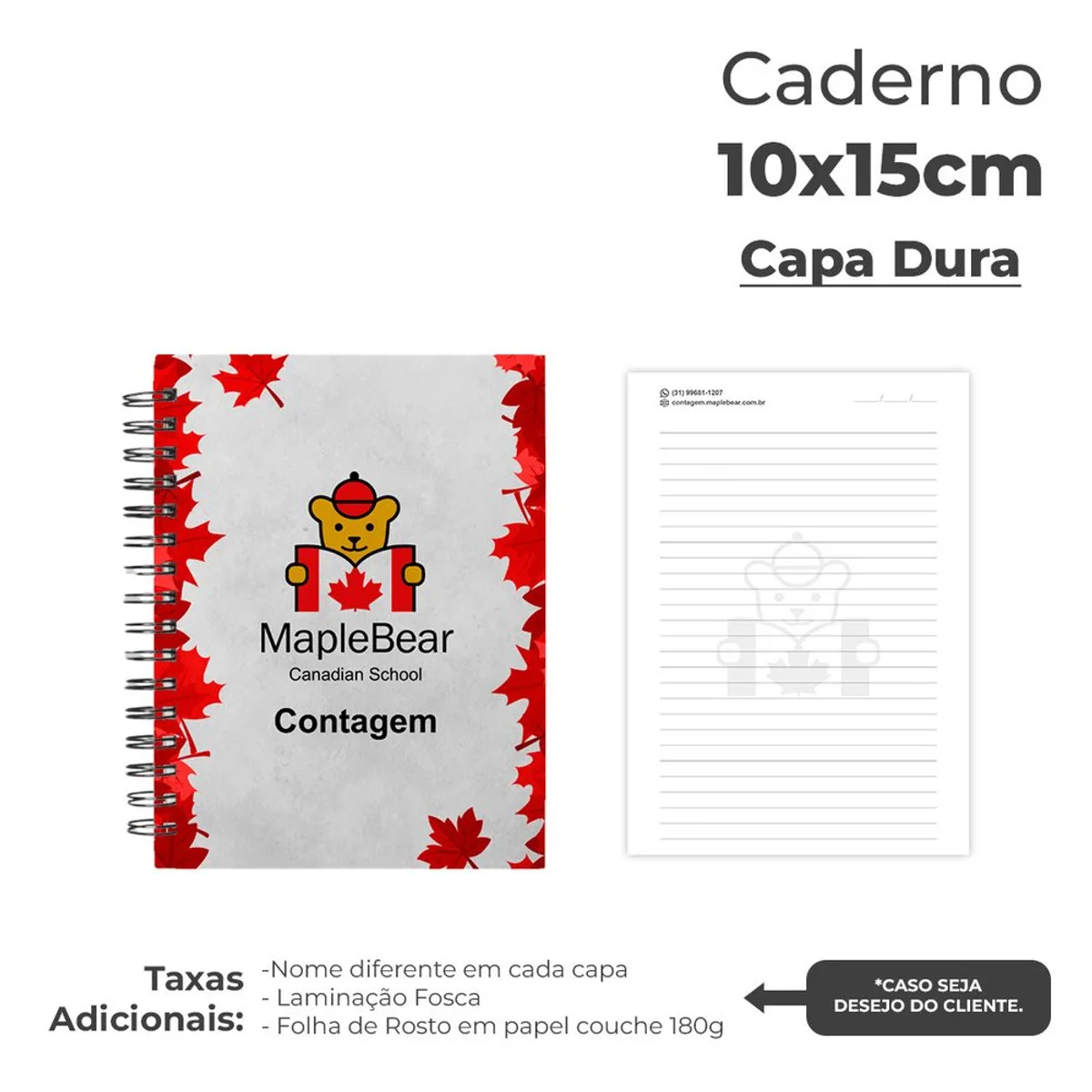 Caderno Corporativo 10x15cm capa dura 100fls personalizado com logo