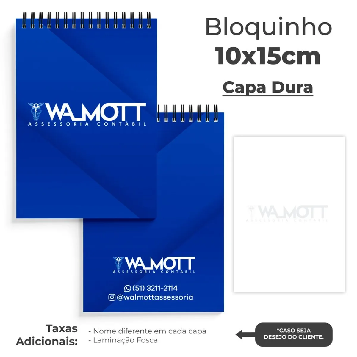 Bloquinho de Anotações 10x15cm marca d'água 70fls personalizado com logo