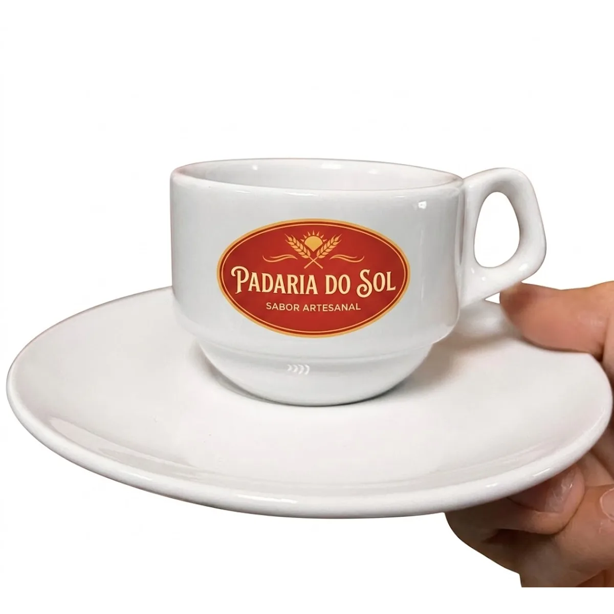 Xícara Porcelana 75ml c/ pires personalizada com logo