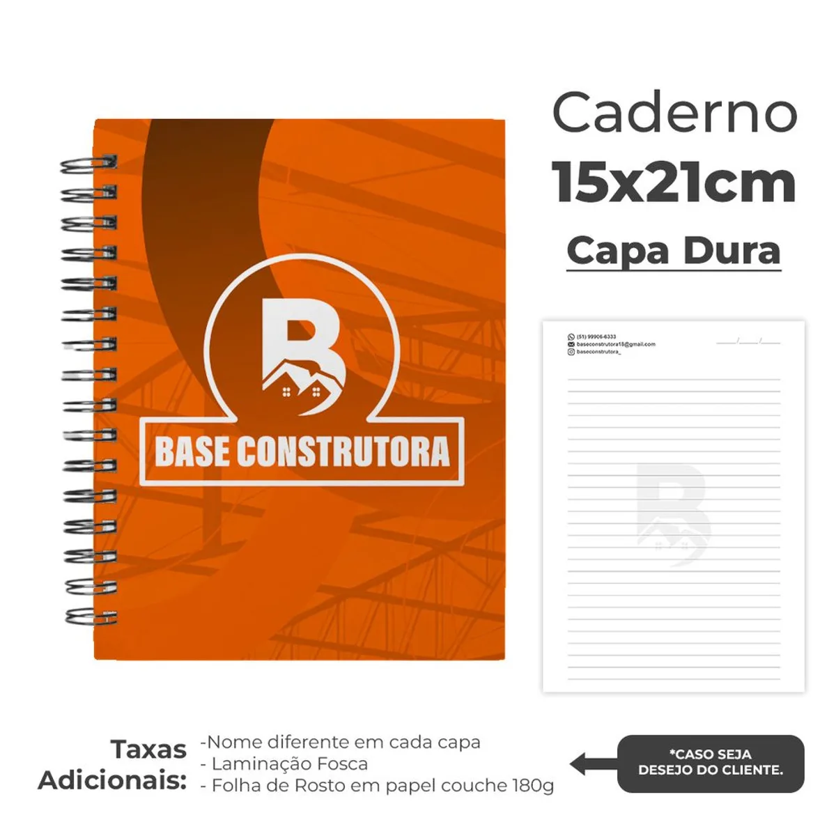Caderno Corporativo 15x21cm capa dura 80fls personalizado com logo