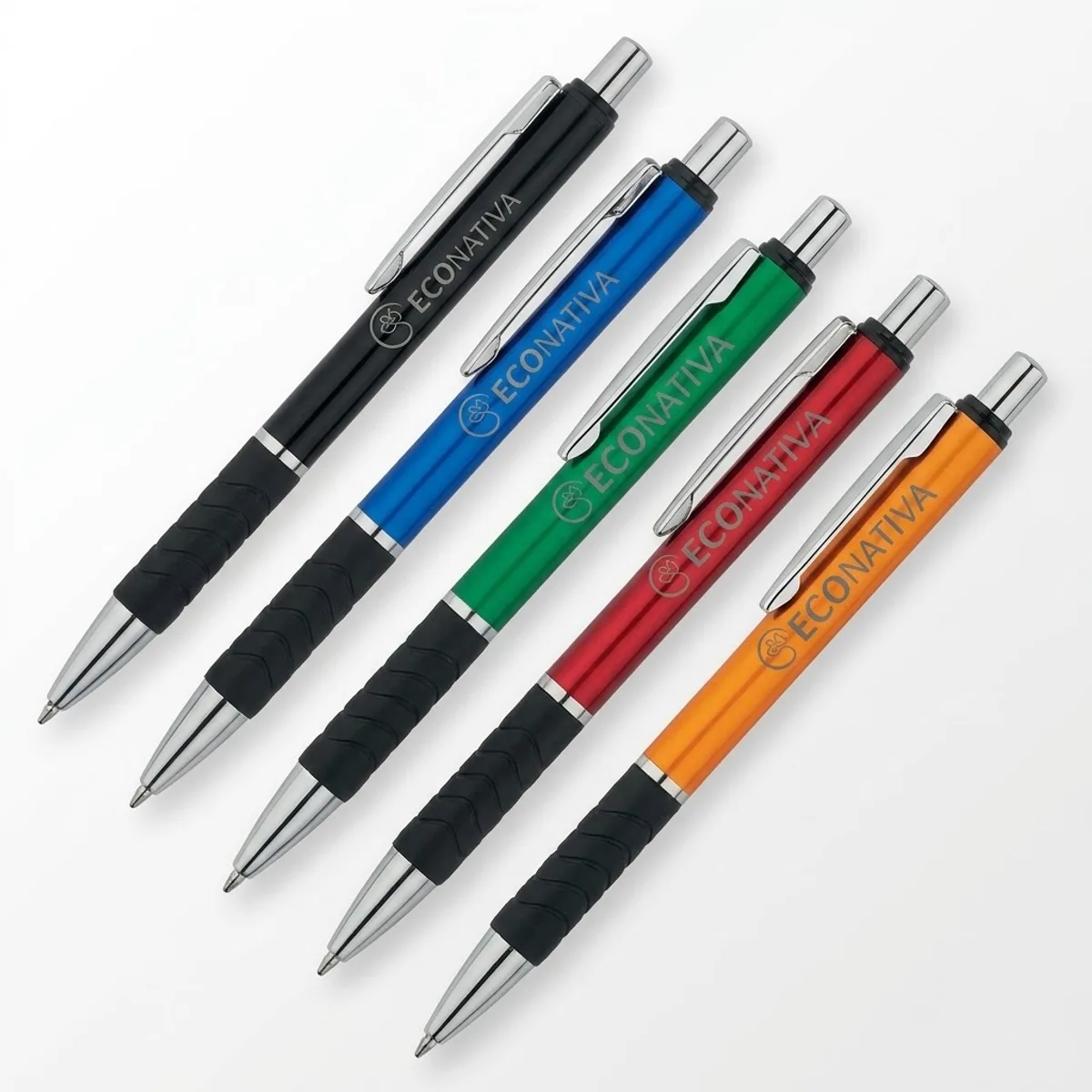 Caneta Cromada estampa cinza personalizada com logo