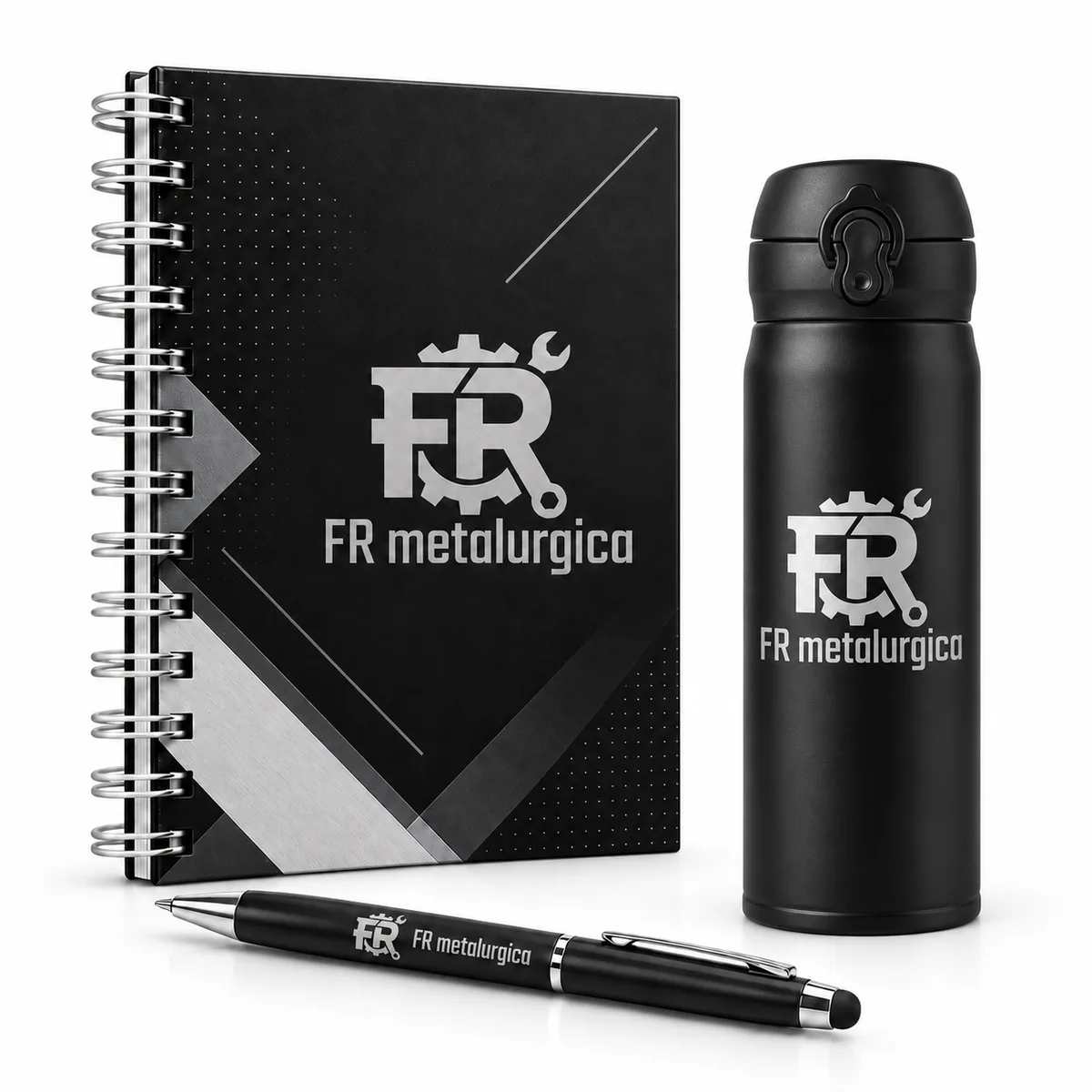 Kit Agenda 2027 + Garrafa Térmica + Caneta personalizado com a logomarca da empresa