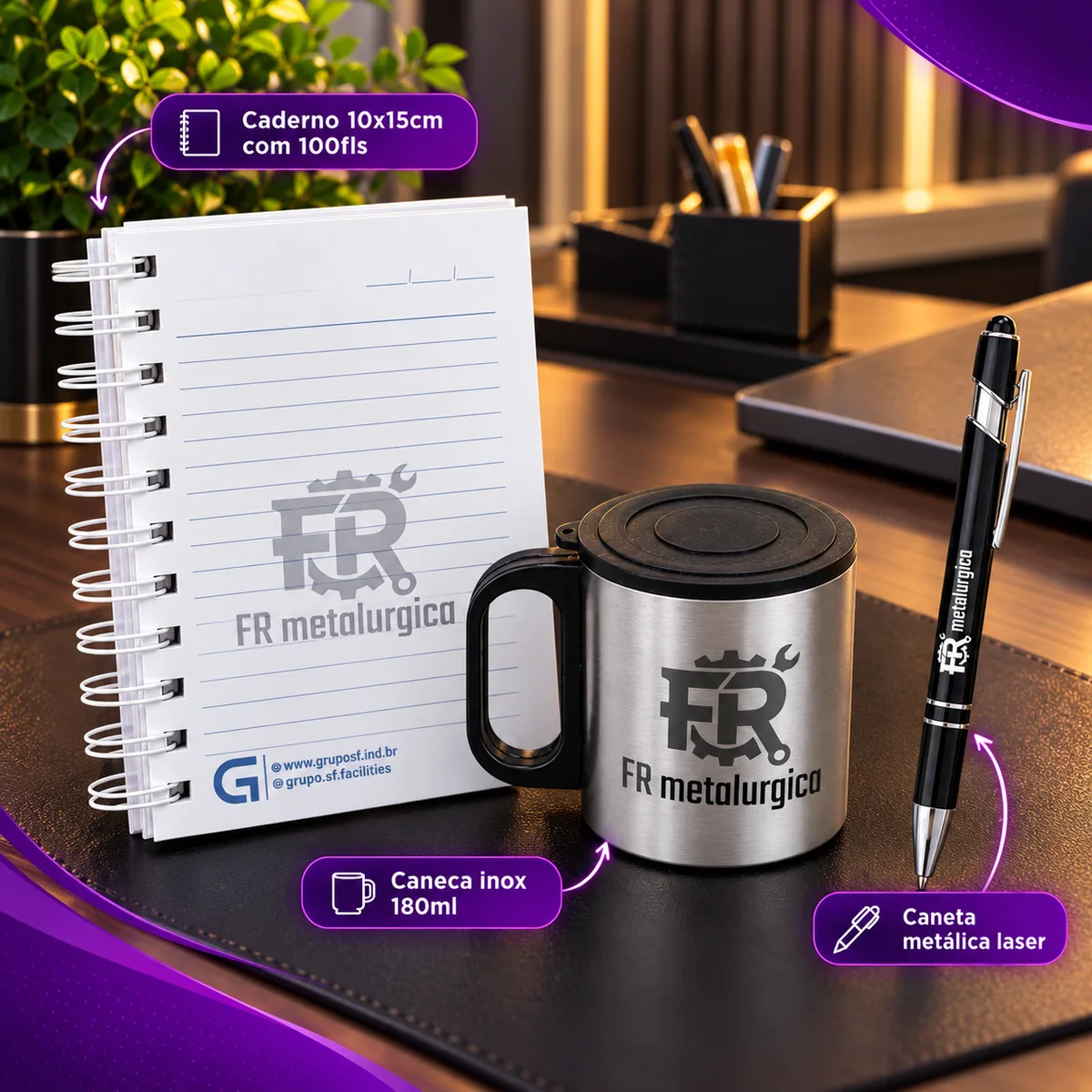 Kit Caderno + Caneca Inox + Caneta — foto 2
