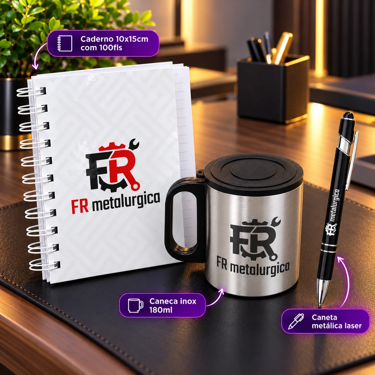 Kit Caderno + Caneca Inox + Caneta — foto 3