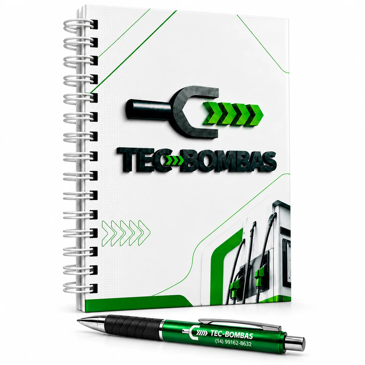 Kit Caderno 15x21 + Caneta Cromada personalizado com logo