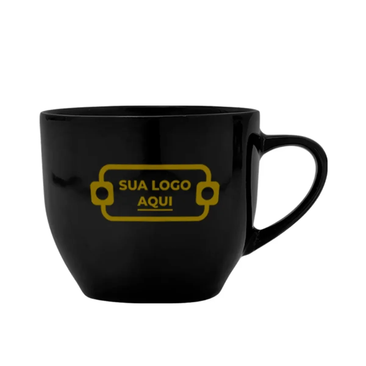 Xícara de Porcelana 170ml Preta personalizada com logo